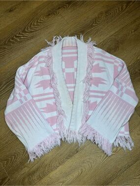 Pink Tapestry Cardigan With Fringe - handmade upcycle